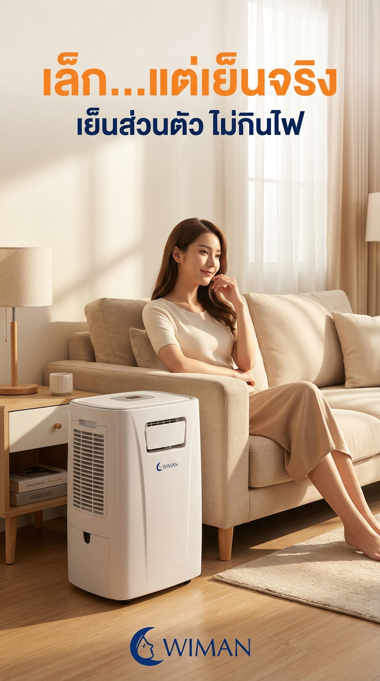 WIMAN Air 3000 BTU: แอร์เคลื่อนที่ห้องเล็ก เย็นจริง ไม่ต้องเจาะ [ปี 2024]