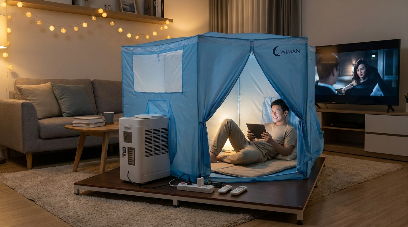 วิมานแอร์: แอร์เคลื่อนที่ 12000 BTU + มุ้งแอร์ ประหยัดไฟ เย็นฉ่ำส่วนตัว